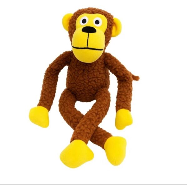 Kit 3 Brinquedo de Cachorro Pelúcia Mordedor Macaco Sapo Porco Pet com Apito Som Bordado Interativo - Imagem 4