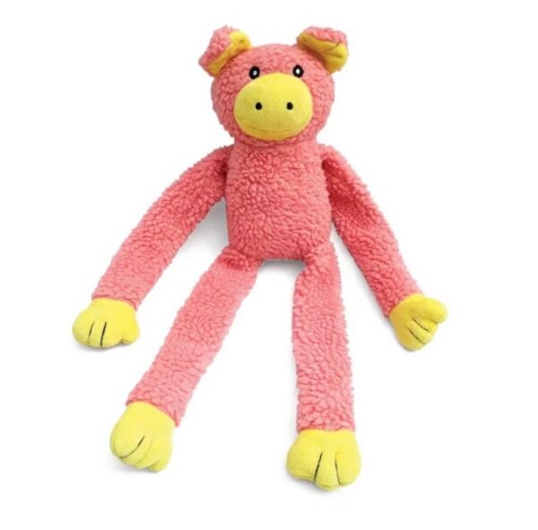 Kit 3 Brinquedo de Cachorro Pelúcia Mordedor Macaco Sapo Porco Pet com Apito Som Bordado Interativo - Imagem 5
