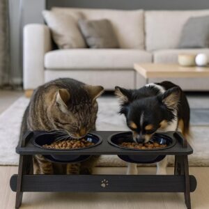 Comedouro Bebedouro Pet Suspenso Para Cães e Gatos Elevado Com TAMPAS