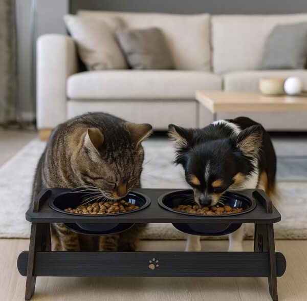 Comedouro Bebedouro Pet Suspenso Para Cães e Gatos Elevado Com TAMPAS