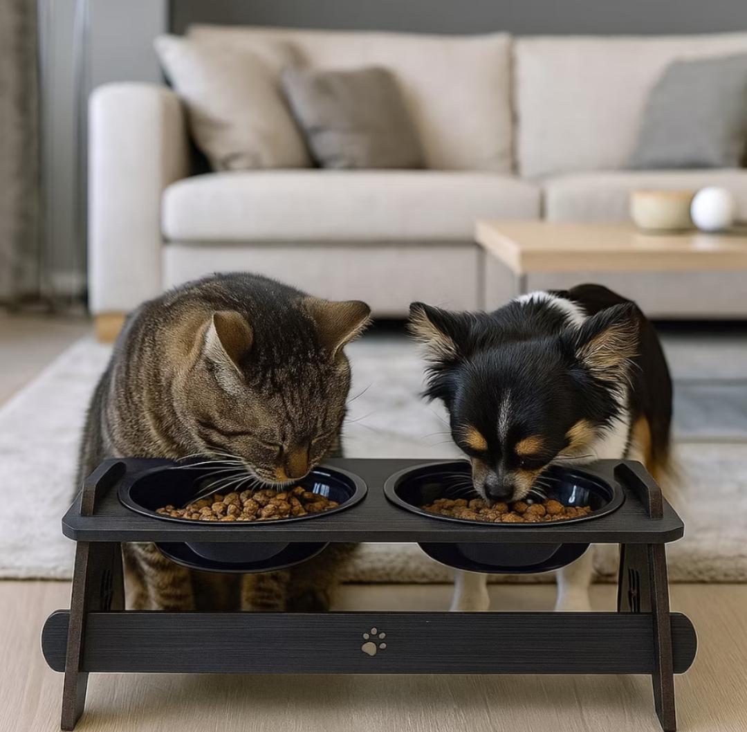 Comedouro Bebedouro Pet Suspenso Para Cães e Gatos Elevado Com TAMPAS