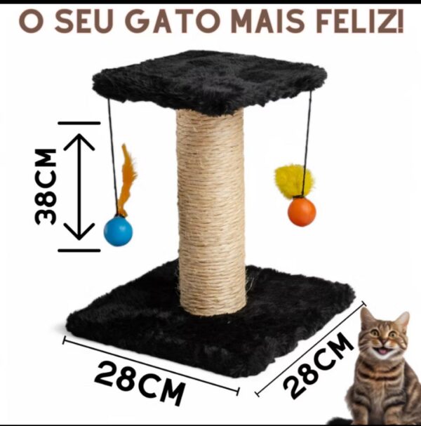 Arranhador de Gato com Poste Sisal e Brinquedos de Bolinha e Pena - Imagem 7
