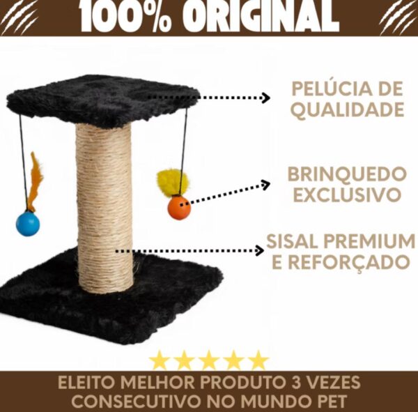 Arranhador de Gato com Poste Sisal e Brinquedos de Bolinha e Pena - Imagem 2
