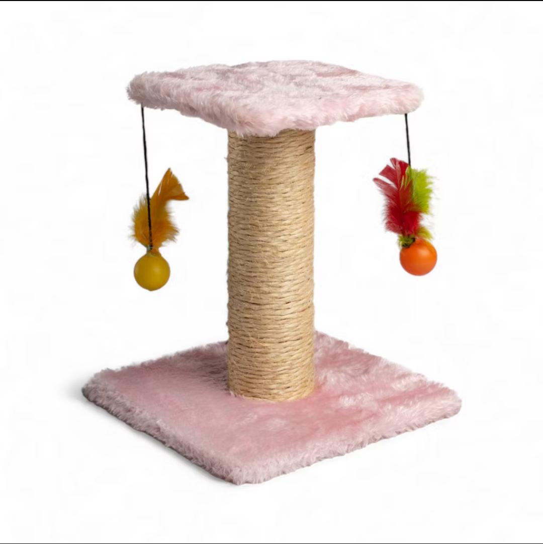 Arranhador de Gato com Poste Sisal e Brinquedos de Bolinha e Pena