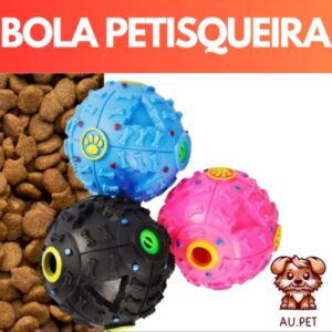 Bola Interativa Brinquedo Pet c/ Porta Petisco Comedouro Ração para Cachorro com Apito Som